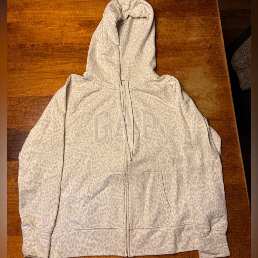 GAP Cream Leopard Pattern Hoodie